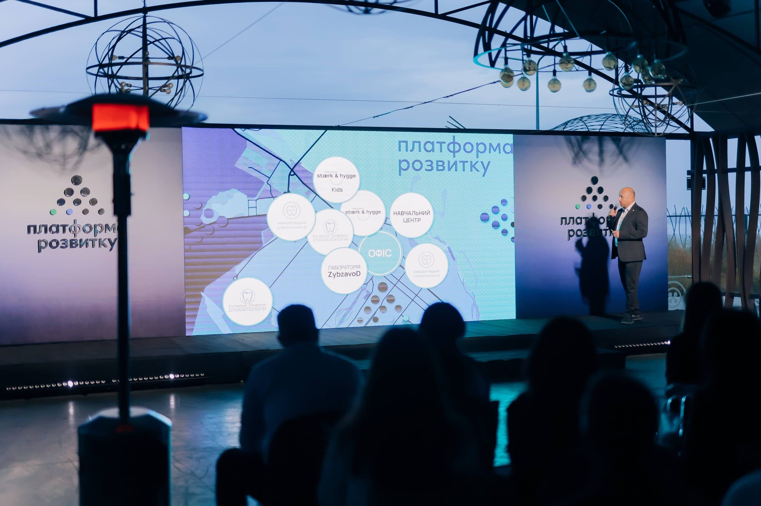 LED-екран на майданчику просто неба, глядачі перед сценою